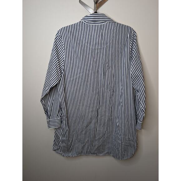 Kate Spade Button Up Pajama Shirt Size M Blue White Striped Heart Ruffle - Picture 6 of 10